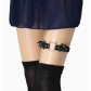 Hollowed-out cat head garter belt with unique bat wings, PU leather, high elasticity, thigh and ankle loops.