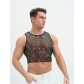 2026 Spring/Summer Men's European and American style sequined men's clothing, nightclub and party attire, sleeveless men's short-sleeved men's clothing for nightclubs and parties.