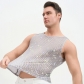 European and American spring/summer party rhinestone sequin menswear nightclub music festival trendy versatile sleeveless base layer