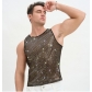 European and American spring/summer party rhinestone sequin menswear nightclub music festival trendy versatile sleeveless base layer