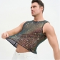 European and American spring/summer party rhinestone sequin menswear nightclub music festival trendy versatile sleeveless base layer