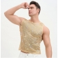 European and American spring/summer party rhinestone sequin menswear nightclub music festival trendy versatile sleeveless base layer