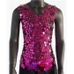 European and American style sexy men's hollowed-out vest top with rhinestones, see-through design, nightclub party fishnet sequins