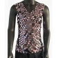 European and American style sexy men's hollowed-out vest top with rhinestones, see-through design, nightclub party fishnet sequins