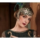 1920s European and American headdress with flying wave girl feather headdress and chain, roaring 1920s hair accessories