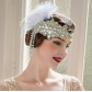 1920s European and American headdress with flying wave girl feather headdress and chain, roaring 1920s hair accessories