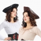 Halloween party costume props, captain's hat/triangle hat, available in two colors.