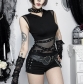 Dark-themed gothic mesh patchwork top, 2026 new functional post-apocalyptic cyberpunk vest top.