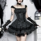 Dark-themed striped tiered dress, 2026 new gothic style Lolita Japanese subculture dress.
