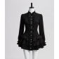 Black Gothic Dress, Halloween Retro Vampire Cosplay, Renaissance Long-Sleeved Dark Mini Skirt