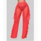 Hot-selling sexy see-through vacation ruffled trousers, 9 colors available.