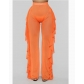 Hot-selling sexy see-through vacation ruffled trousers, 9 colors available.