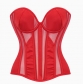 French-style breathable mesh court corset with waist-cinching fishbone bustier and underwire sexy inner strapless top for women.