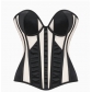 French-style breathable mesh court corset with waist-cinching fishbone bustier and underwire sexy inner strapless top for women.