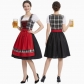 Munich Oktoberfest Maid Outfit, Retro Red and Black Checkered Lace-up Dress, Halloween Party Costume