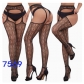 New European and American trending open-crotch lace transparent suspender black stockings sexy fishnet stockings non-slip bodysuit garter belt women