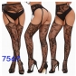 New European and American trending open-crotch lace transparent suspender black stockings sexy fishnet stockings non-slip bodysuit garter belt women