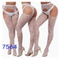 New European and American trending open-crotch lace transparent suspender black stockings sexy fishnet stockings non-slip bodysuit garter belt women