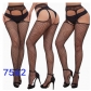 New European and American trending open-crotch lace transparent suspender black stockings sexy fishnet stockings non-slip bodysuit garter belt women