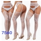 New European and American trending open-crotch lace transparent suspender black stockings sexy fishnet stockings non-slip bodysuit garter belt women