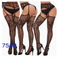 New European and American trending open-crotch lace transparent suspender black stockings sexy fishnet stockings non-slip bodysuit garter belt women