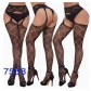 New European and American trending open-crotch lace transparent suspender black stockings sexy fishnet stockings non-slip bodysuit garter belt women