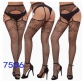 New European and American trending open-crotch lace transparent suspender black stockings sexy fishnet stockings non-slip bodysuit garter belt women