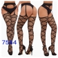 New European and American trending open-crotch lace transparent suspender black stockings sexy fishnet stockings non-slip bodysuit garter belt women
