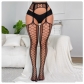 New European and American trending open-crotch lace transparent suspender black stockings sexy fishnet stockings non-slip bodysuit garter belt women