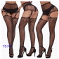 New European and American trending open-crotch lace transparent suspender black stockings sexy fishnet stockings non-slip bodysuit garter belt women