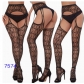 New European and American trending open-crotch lace transparent suspender black stockings sexy fishnet stockings non-slip bodysuit garter belt women