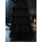 Medieval-style multi-layered midi skirt, short in the front and long in the back, versatile and gorgeous voluminous midi skirt