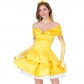 2019 Halloween real shot new fairy tale yellow princess COS clothing dress stage costume yellow princess dress