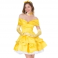 2019 Halloween real shot new fairy tale yellow princess COS clothing dress stage costume yellow princess dress